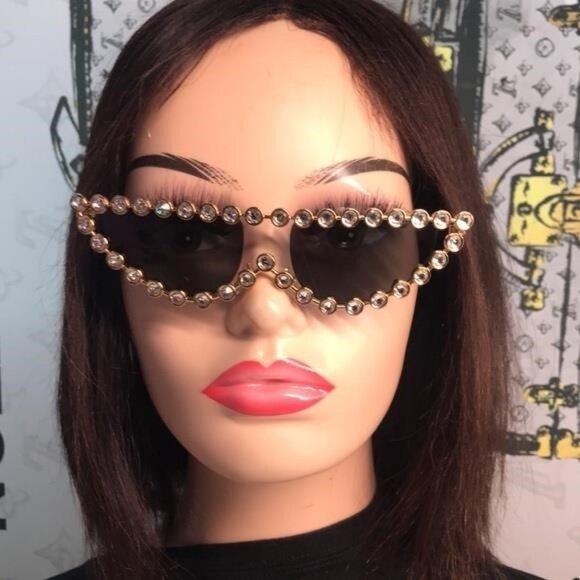 New Authentic Stylish Gold and Black Sunglasses GG0364S 002 - Picture 1 of 11